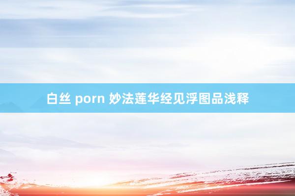 白丝 porn 妙法莲华经见浮图品浅释